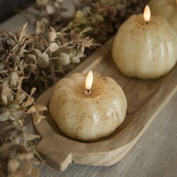 Cream 3D Flame Pumpkin Timer Candle - 3"