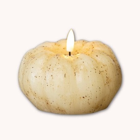 Cream 3D Flame Pumpkin Timer Candle - 3.5"