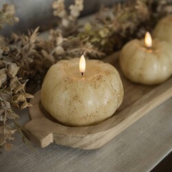 Cream 3D Flame Pumpkin Timer Candle - 3.5" x 4.75"