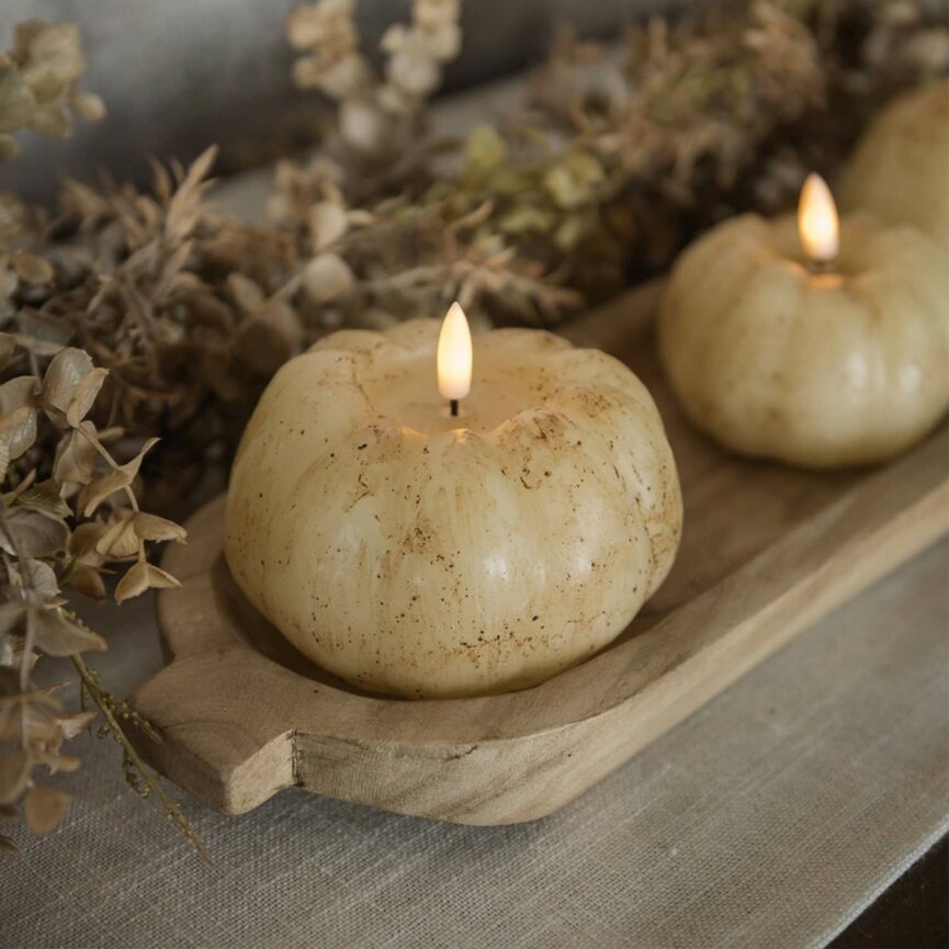 Cream 3D Flame Pumpkin Timer Candle - 3.5" x 4.75"