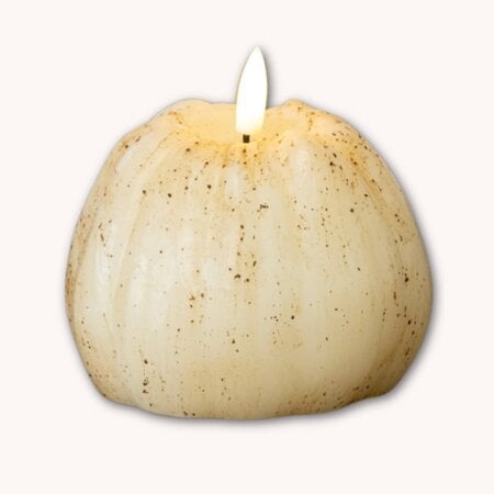 Cream 3D Flame Pumpkin Timer Candle - 4"