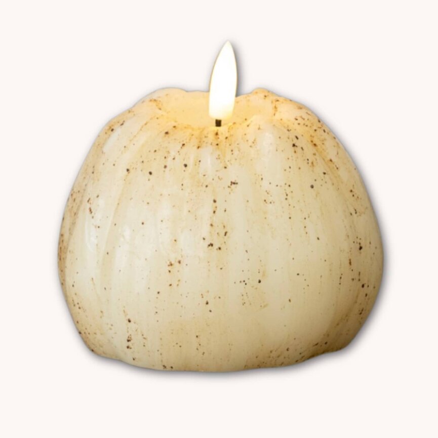 Cream 3D Flame Pumpkin Timer Candle - 4" x 4.5"