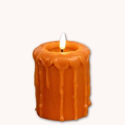 Orange 3D Flame Pillar Candle - 4" x 3.25"
