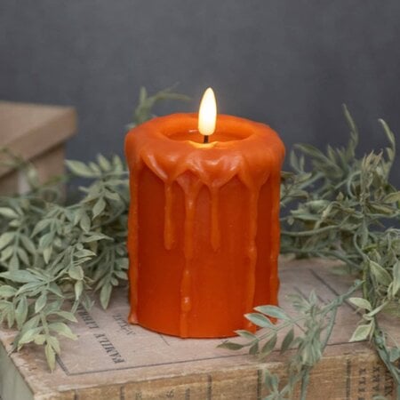 Orange 3D Flame Pillar Candle - 4"