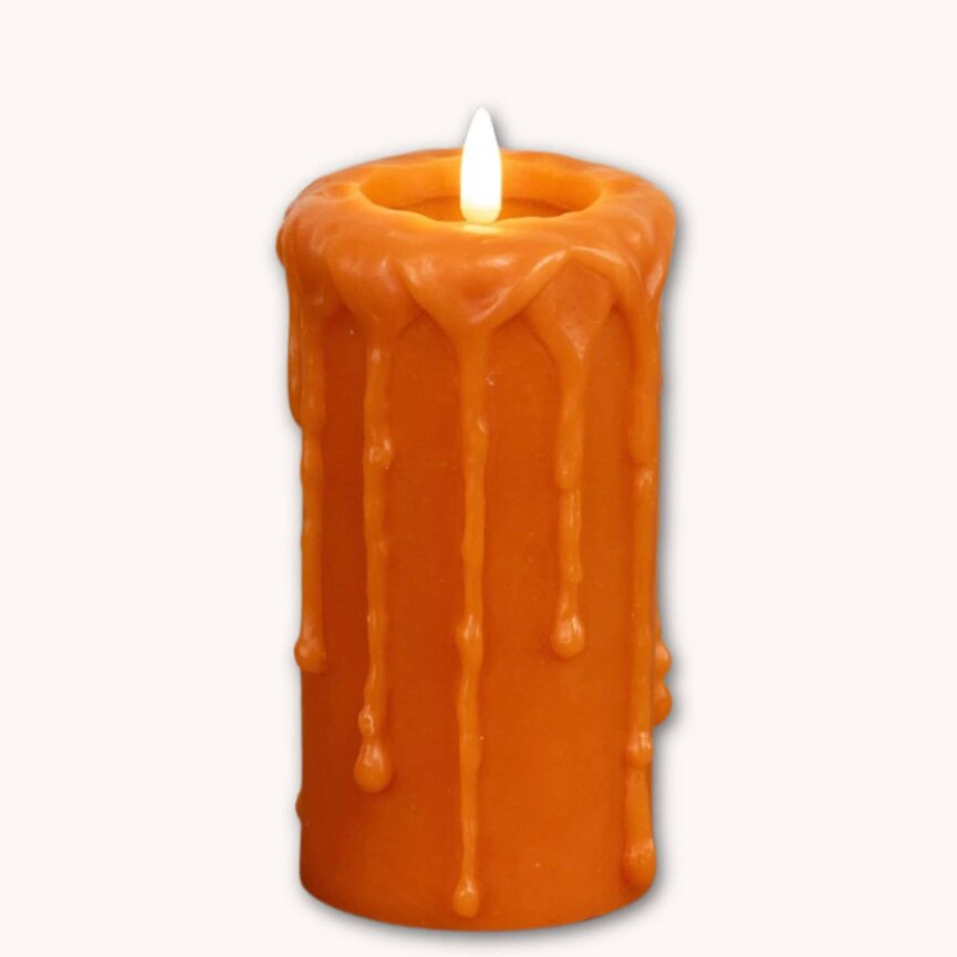 Orange 3D Flame Pillar Candle - 6" x 3.25"
