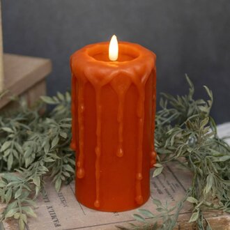 Orange 3D Flame Pillar Candle - 6"