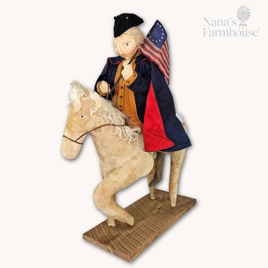 George Washington On Horse Crossing The Delaware with Flag - 24" x 21"