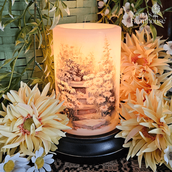 White Daisy Garden Candle Sleeve - Vanilla