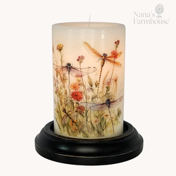Dragon Fly Garden Candle Sleeve - Vanilla