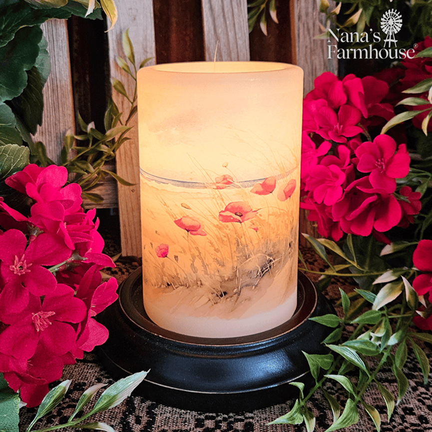 Poppies At Beach Candle Sleeve Vanilla