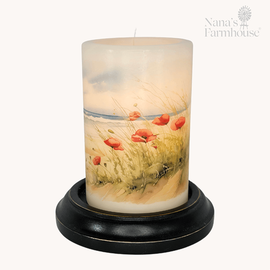 Poppies At Beach Candle Sleeve Vanilla