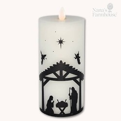Nativity Moving Flame LED Pillar Candle - 6" x 3"