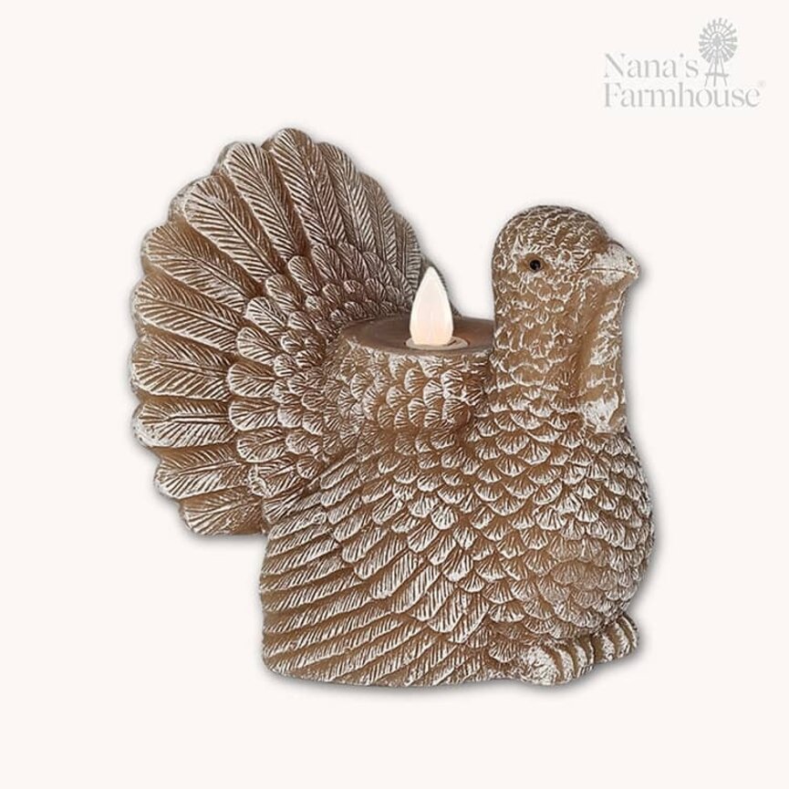 Turkey Shaped Moving Flame LED Candle - 5" x 5"