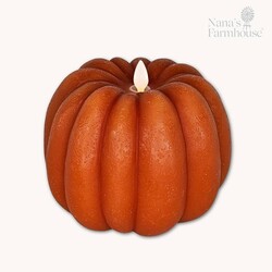 Orange Pumpkin Carved Moving Flame LED Candle - 5" x 6"