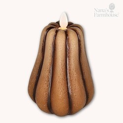 Brown Pumpkin Moving Flame LED Pillar Candle - 4.7"