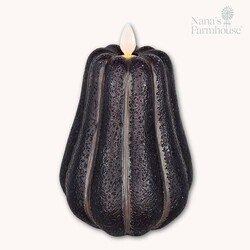 Black Pumpkin Moving Flame LED Candle - 4.7" x. 3.8"