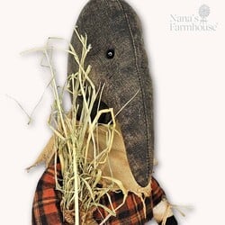 Chester Crow Doll Orange Plaid Shirt with Long Bag Of Grass - 16.5"