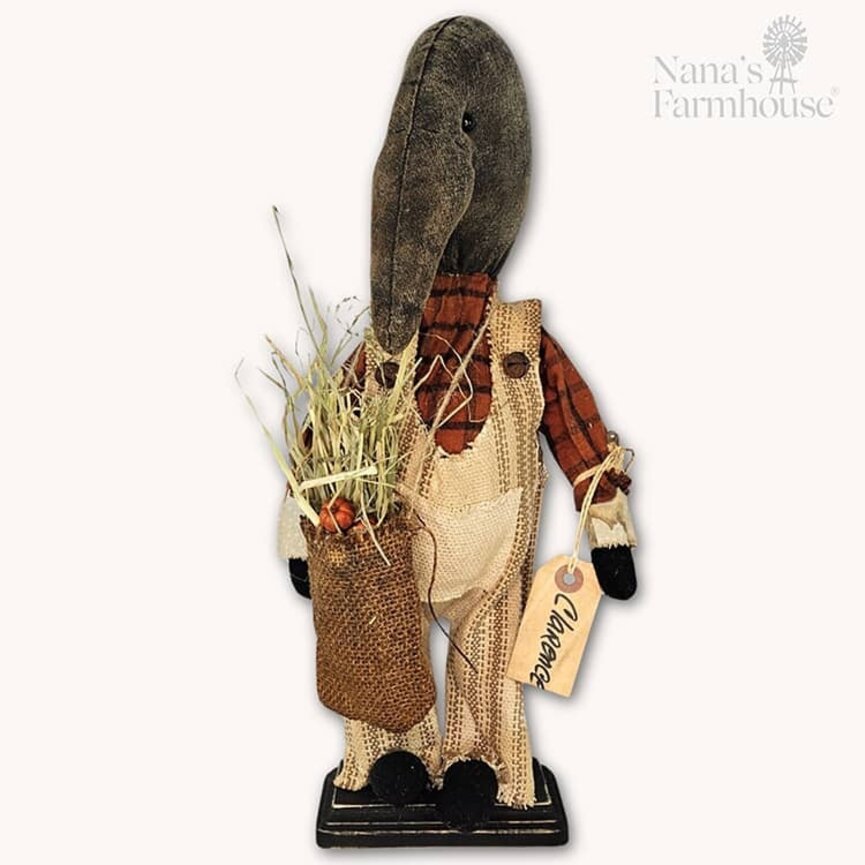 Clarence Boy Crow Tan Grain Sack Overalls Pumpkins In Long Bag - 16.5"