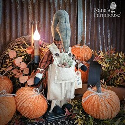 Stella Girl Crow Burnt Orange Plaid Blouse Pumpkins In Pocket - 16.5"