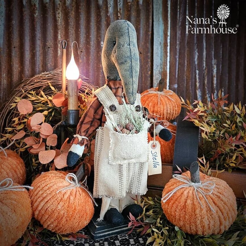 Stella Girl Crow Burnt Orange Plaid Blouse Pumpkins In Pocket - 16.5"