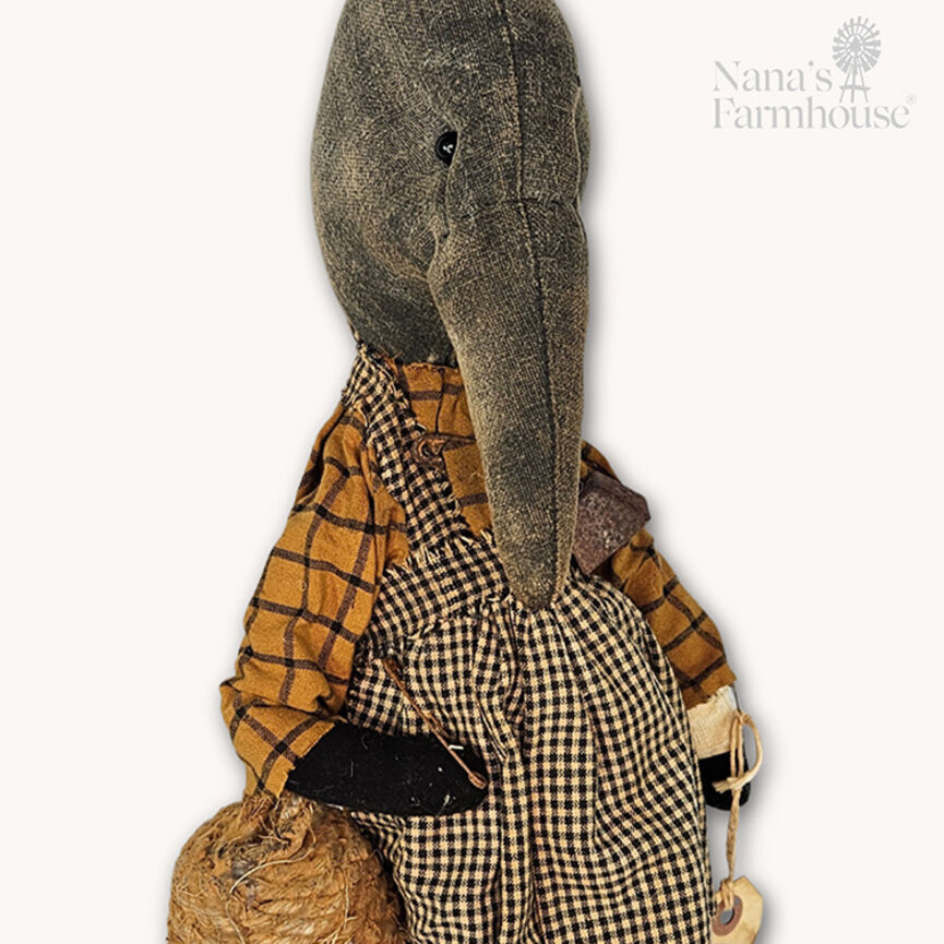 Hilda Girl Crow Mustard Plaid Dress with Bee Skep - 16.5"