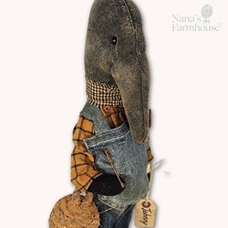 Johnny Boy Crow Doll Denim Overalls and Bee Skep - 16.5"