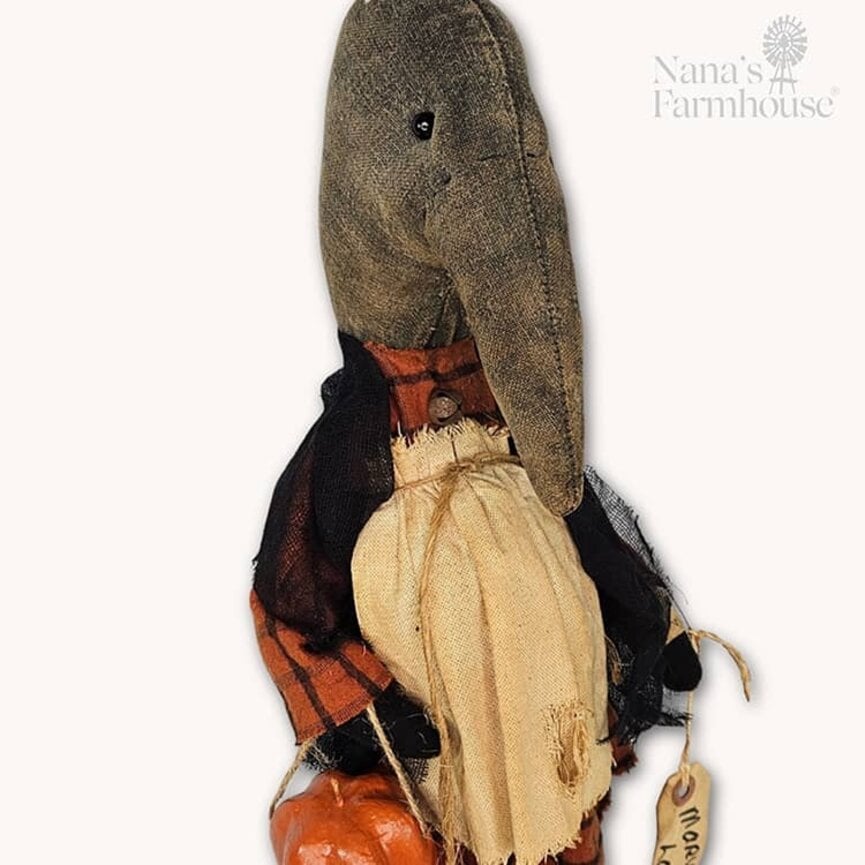 Mary Lou Girl Crow Burnt Orange Plaid Dress with Pumpkin - 16.5"