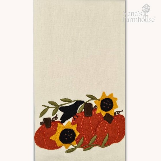 Pumpkin with Sunflowers & Leaves Towel