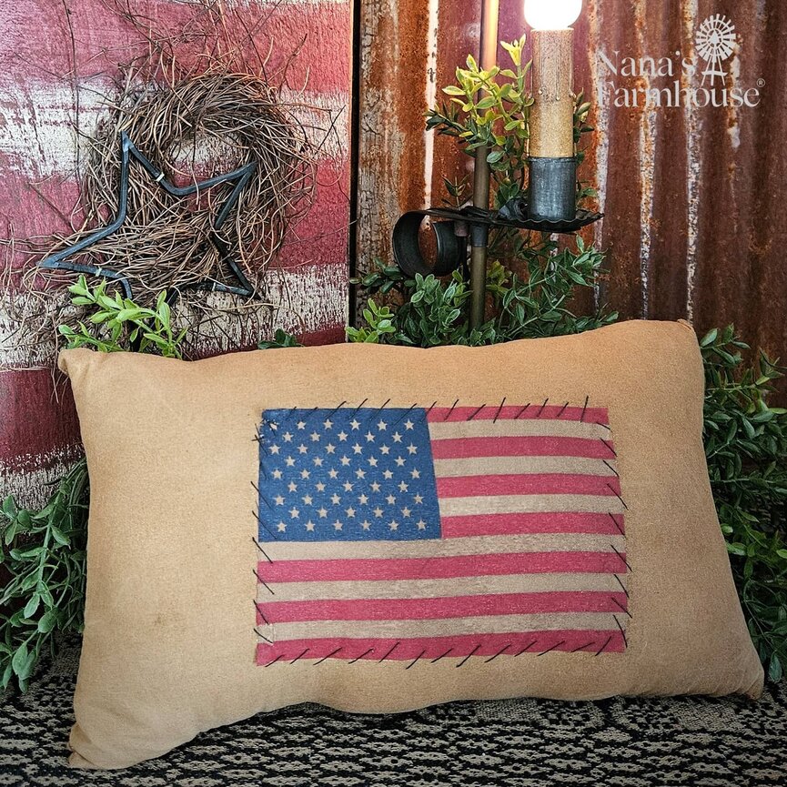 Flag Pillow Mustard  - 12" x 7"