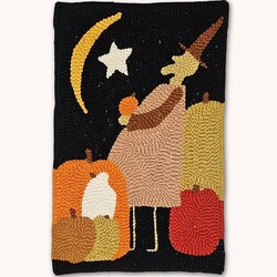 Needle Punched Rug Witch with Pumpkins Mat - 14 " x 9"