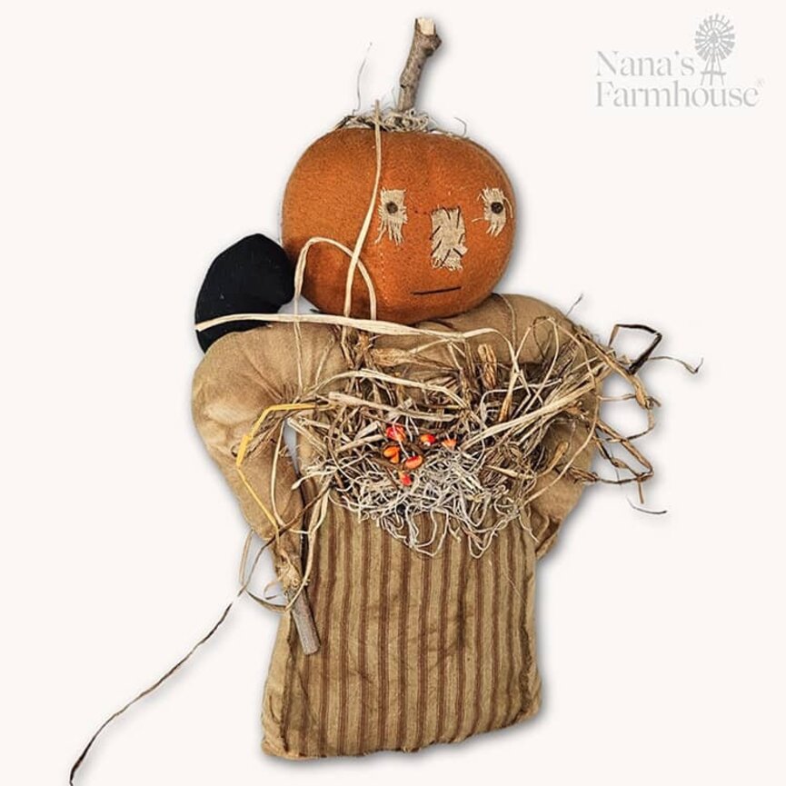 Nettie Pumpkin Girl Doll  with Crow - 15"