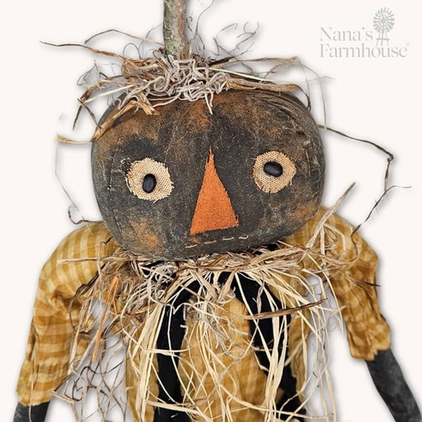 Flora Shelf Sitter Pumpkin Girl Doll Black with Gold Check Dress - 23"