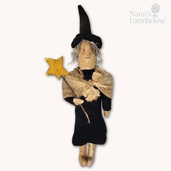 Clara Witch with Star Wand in Black Dress - 20"