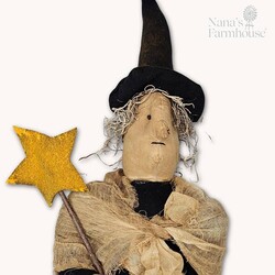 Clara Witch with Star Wand in Black Dress - 20"