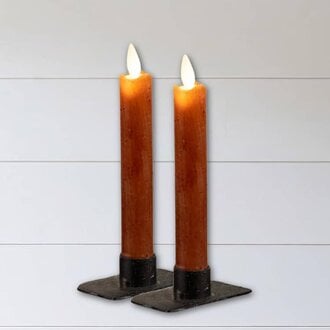 Moving Flame Bronze Battery Timer Taper Candles