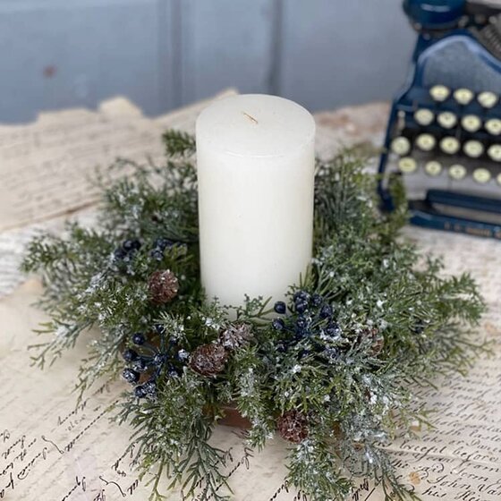 Wintry Mix Candle Ring Blue - 11"