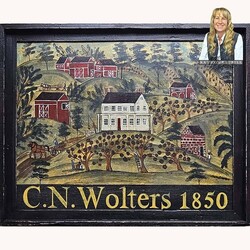 Kathy Graybill C.N. Wolters Original Artwork Hand Painted Black Frame -  25" x 31"