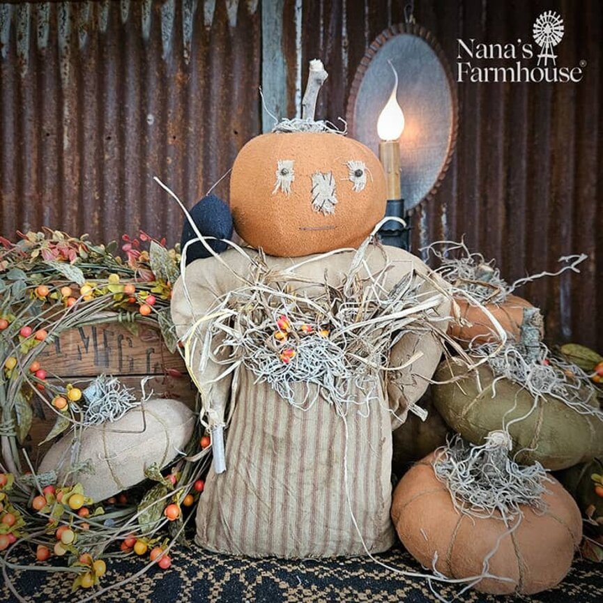 Nettie Pumpkin Girl Doll  with Crow - 15"