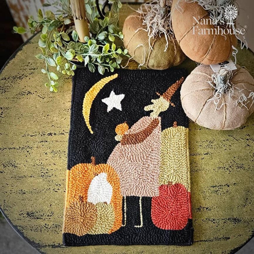 Needle Punched Rug Witch with Pumpkins Mat - 14 " x 9"