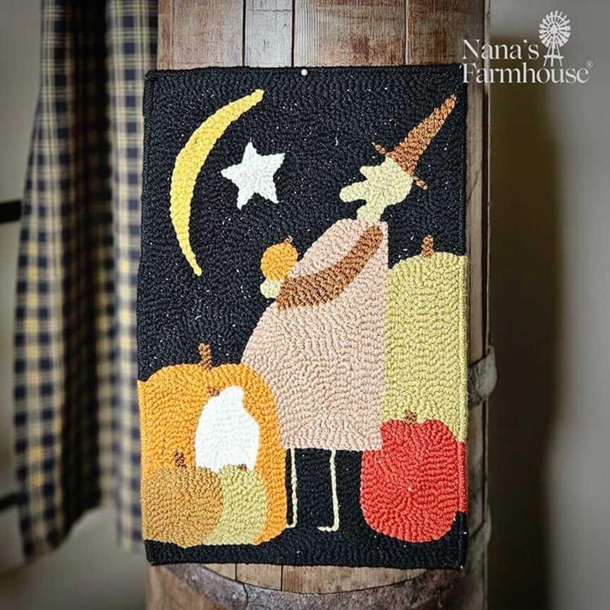 Needle Punched Rug Witch with Pumpkins Mat - 14 " x 9"
