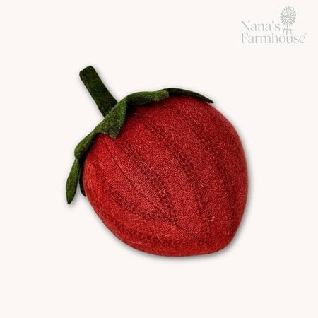Red Strawberry Wool - Stripe Print