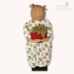 Girl Doll with Large Strawberry & Blue Strawberry Print Dress  23"