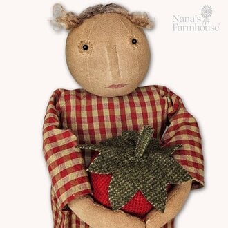 Strawberry Girl Doll with Red Tan Checked Dress