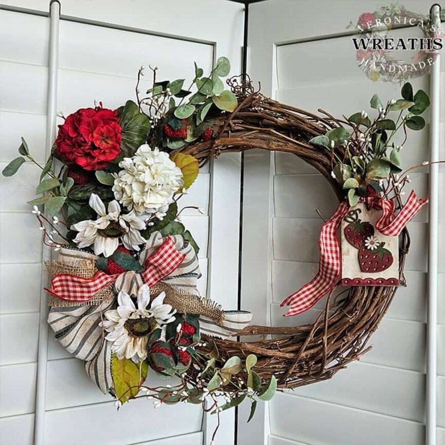 Strawberry Grapevine Floral Wreath