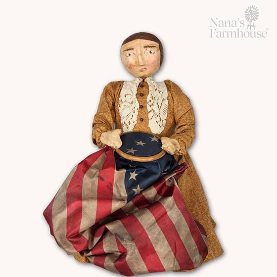 Betsy Ross Doll Sewing American Flag