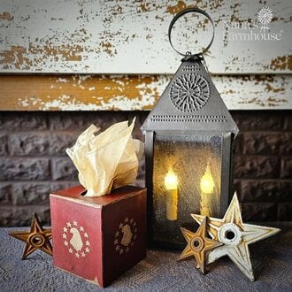 Eagle Head & Stars in Prim Red Tissue Box