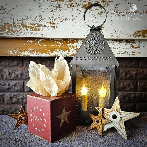 1776 & Stars Prim Red Tissue Box