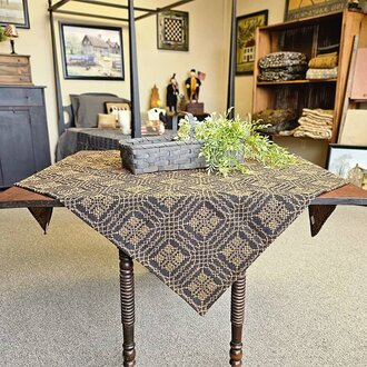 Nantucket Black over Mustard Table Square - 52"