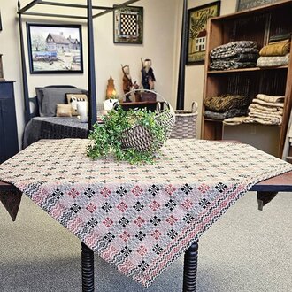 Parlor Weave Rust Black Linen Table Square - 52"