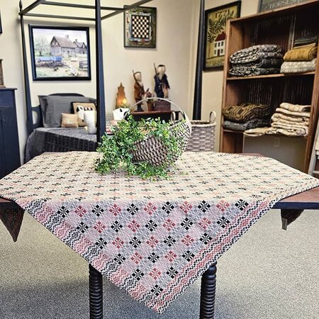 Parlor Weave Rust Black Linen Table Square - 52"